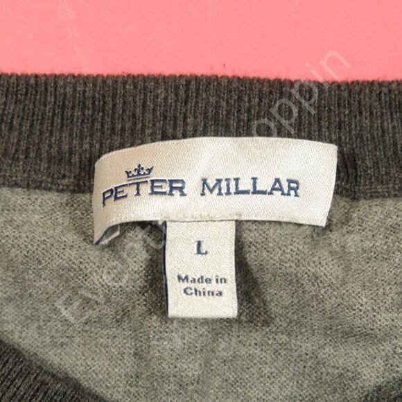 Peter Millar Merino Blend Baseball Sweater in Two Tone Gray Size Large - Picture 4 of 7